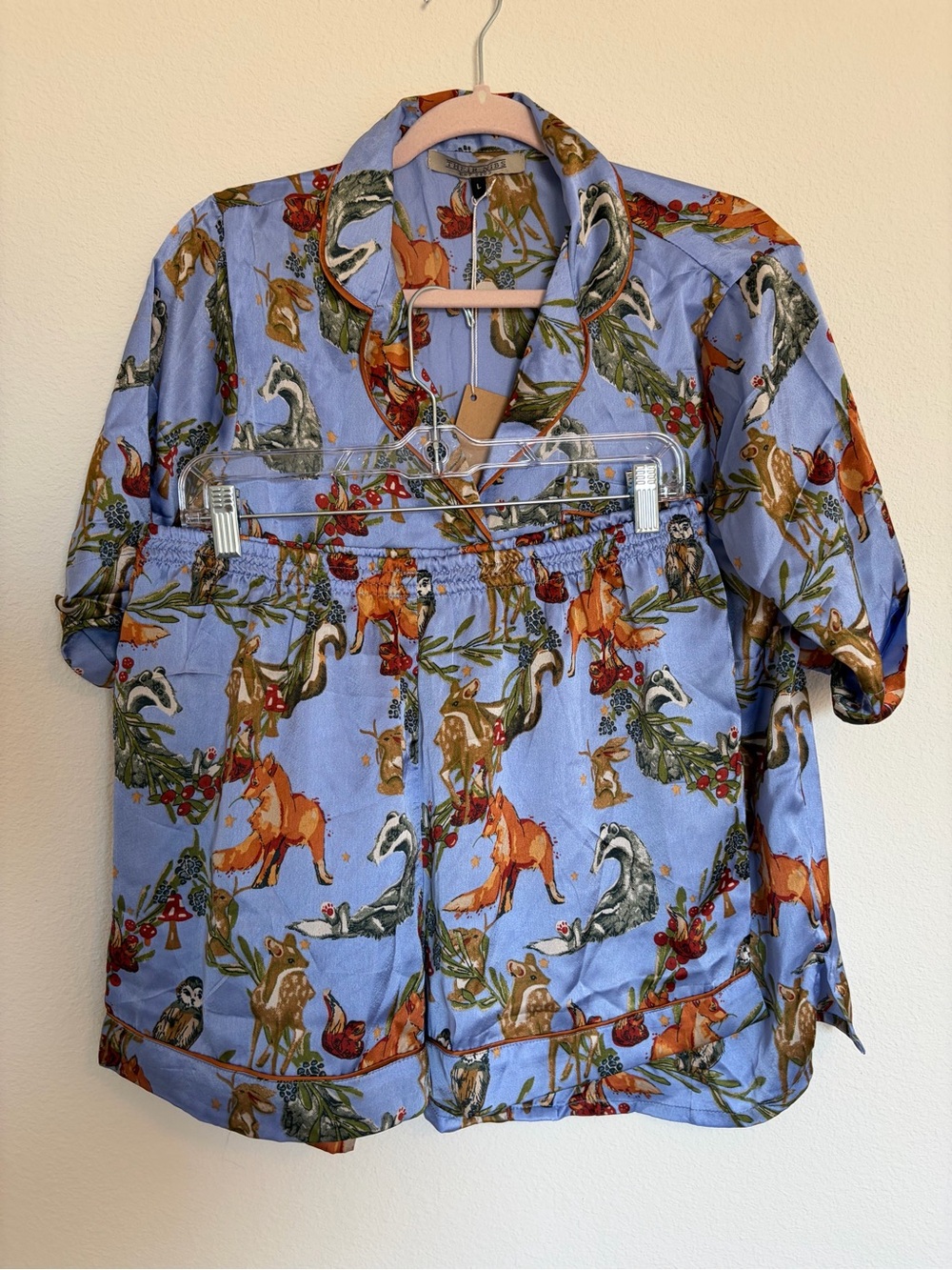 Anthropologie Their Nibs Blue Woodland Animal Pajama Set Size Large